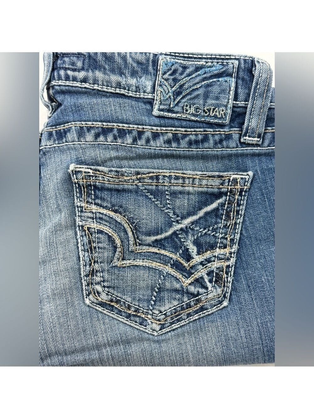 Big Star Maddie Capri Jeans Sz 28 Cropped Mid Rise Distressed Denim Western
